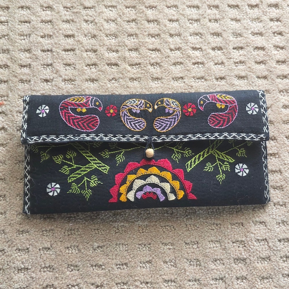 Suzanni 100% Bangladesh needle embroidered clutch animal print